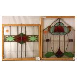 TWO ANTIQUE CONTINENTAL STAINED GLASS PANELS