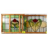 TWO FRENCH ART NOUVEAU STAINED GLASS PANELS