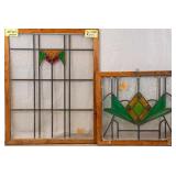 TWO CONTINENTAL STAINED GLASS PANELS