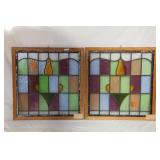 PAIR OF ANTIQUE CONTINENTAL STAINED GLASS PANELS