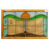 CONTINENTAL ART NOUVEAU STAINED GLASS PANEL