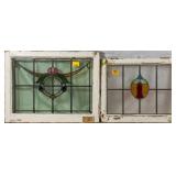 TWO FRENCH STAINED GLASS PANELS