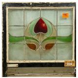 FRENCH ART NOUVEAU STAINED GLASS PANEL