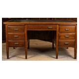 19TH C. AMERICAN OAK DOUBLE PEDESTAL DESK