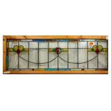 FRENCH ART NOUVEAU JEWELED STAINED GLASS PANEL