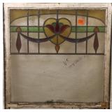 CONTINENTAL ART NOUVEAU STAINED GLASS PANEL
