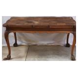 ENGLISH CHIPPENDALE STYLE HAND CARVED OAK DINING T