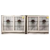 PAIR OF FRENCH ART NOUVEAU SDOUBLE STAINED GLASS P