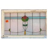 FRENCH ART NOUVEAU STAINED GLASS PANEL