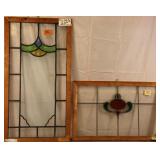 TWO ANTIQUE CONTINENTAL STAINED GLASS PANELS
