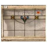 ANTIQUE FRENCH STAINED GLASS PANEL
