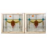 PAIR OF IRISH STAINED GLASS PANELS