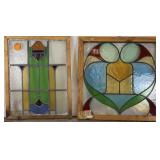 TWO ANTIQUE CONTINENTAL STAINED GLASS PANELS