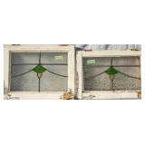SET OF TWO CONTINENTAL STAINED GLASS PANELS