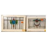 TWO FRENCH ART NOUVEAU GLASS PANELS