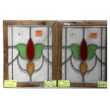 PAIR OF ENGLISH STAINED GLASS PANELS