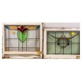 TWO FRENCH STAINED GLASS PANELS