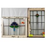 TWO CONTINENTAL STAINED GLASS PANELS