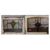 TWO ANTIQUE CONTINENTAL STAINED GLASS PANELS