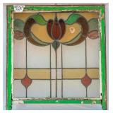 FRENCH ART NOUVEAU STAINED GLASS PANEL