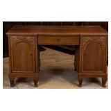 FRENCH ART NOUVEAU OAK DOUBLE PEDESTAL DESK