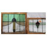 TWO ANTIQUE CONTINENTAL STAINED GLASS PANELS