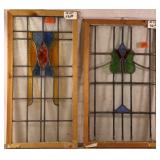 TWO ANTIQUE CONTINENTAL STAINED GLASS PANELS