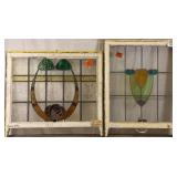 TWO FRENCH ART NOUVEAU STAINED GLASS PANELS