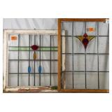 TWO ANTIQUE CONTINENTAL STAINED GLASS PANELS