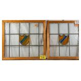 PAIR OF ANTIQUE CONTINENTAL STAINED GLASS PANELS