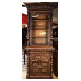 FRENCH RENAISSANCE REVIVAL CARVED VITRINE BOOKCASE