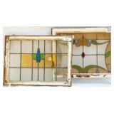 TWO FRENCH STAINED GLASS PANELS