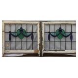 PAIR OF ENGLISH ART NOUVEAU STAINED GLASS PANELS