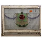 FRENCH ART NOUVEAU STAINED GLASS PANEL