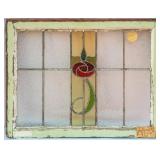 FRENCH ART NOUVEAU STAINED GLASS PANEL