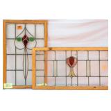 TWO FRENCH ART NOUVEAU STAINED GLASS PANELS