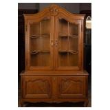 FRENCH CARVED OAK VITRINE CABINET
