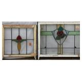 TWO ANTIQUE CONTINENTAL STAINED GLASS PANELS