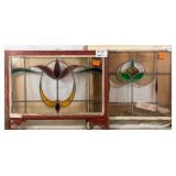 TWO FRENCH ART NOUVEAU STAINED GLASS PANELS