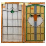 TWO IRISH STAINED GLASS PANELS