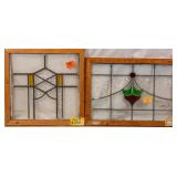 TWO CONTINENTAL STAINED GLASS PANELS