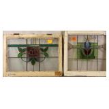 TWO ANTIQUE FRENCH STAINED GLASS PANELS