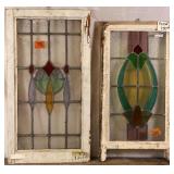 TWO ANTIQUE CONTINENTAL STAINED GLASS PANELS