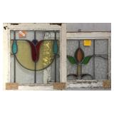 TWO CONTINENTAL STAINED GLASS PANELS