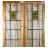 PAIR OF ENGLISH STAINED GLASS PANELS