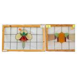 TWO FRENCH ART NOUVEAU STAINED GLASS PANELS