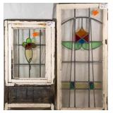 TWO CONTINENTAL STAINED GLASS PANELS