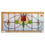 FRENCH ART NOUVEAU STAINED GLASS PANEL
