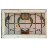 FRENCH ART NOUVEAU STAINED GLASS PANEL