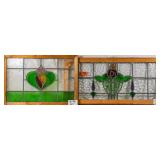 TWO FRENCH ART NOUVEAU STAINED GLASS PANELS